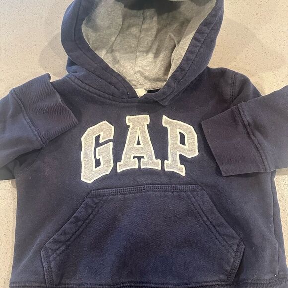 Gap Navy Blue & Grey Hoodie Sweater size 12-18 months - Picture 2 of 5